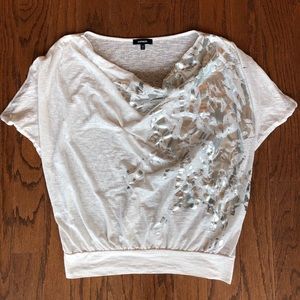 Express Off-White and Silver Shirt - Small